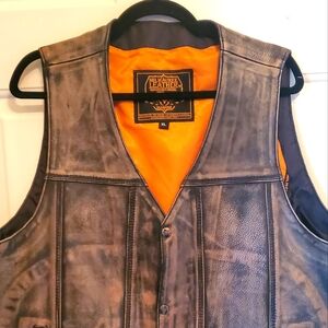 MILWAUKEE LEATHER MOTORCYCLE VEST XL Fantastic distressed look